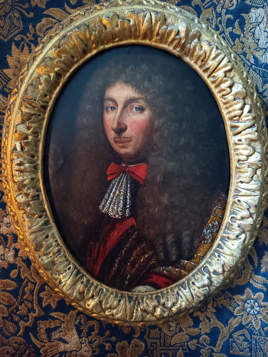 Portrait Of A Courtly Nobleman , Oil On Copper French School Of The 17th Century
