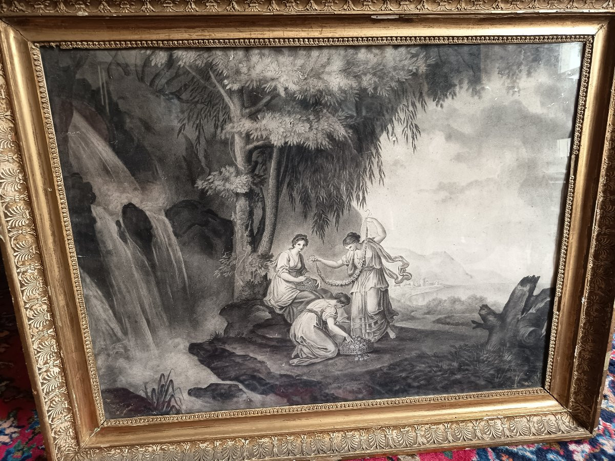 Grand fusain et lavis ,Thaïs de Hautefort(1784-1845)-photo-2