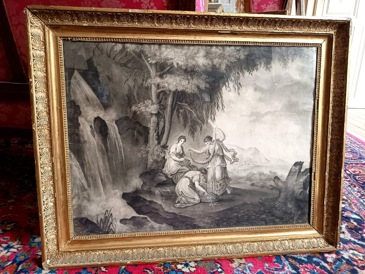 Grand fusain et lavis ,Thaïs de Hautefort(1784-1845)