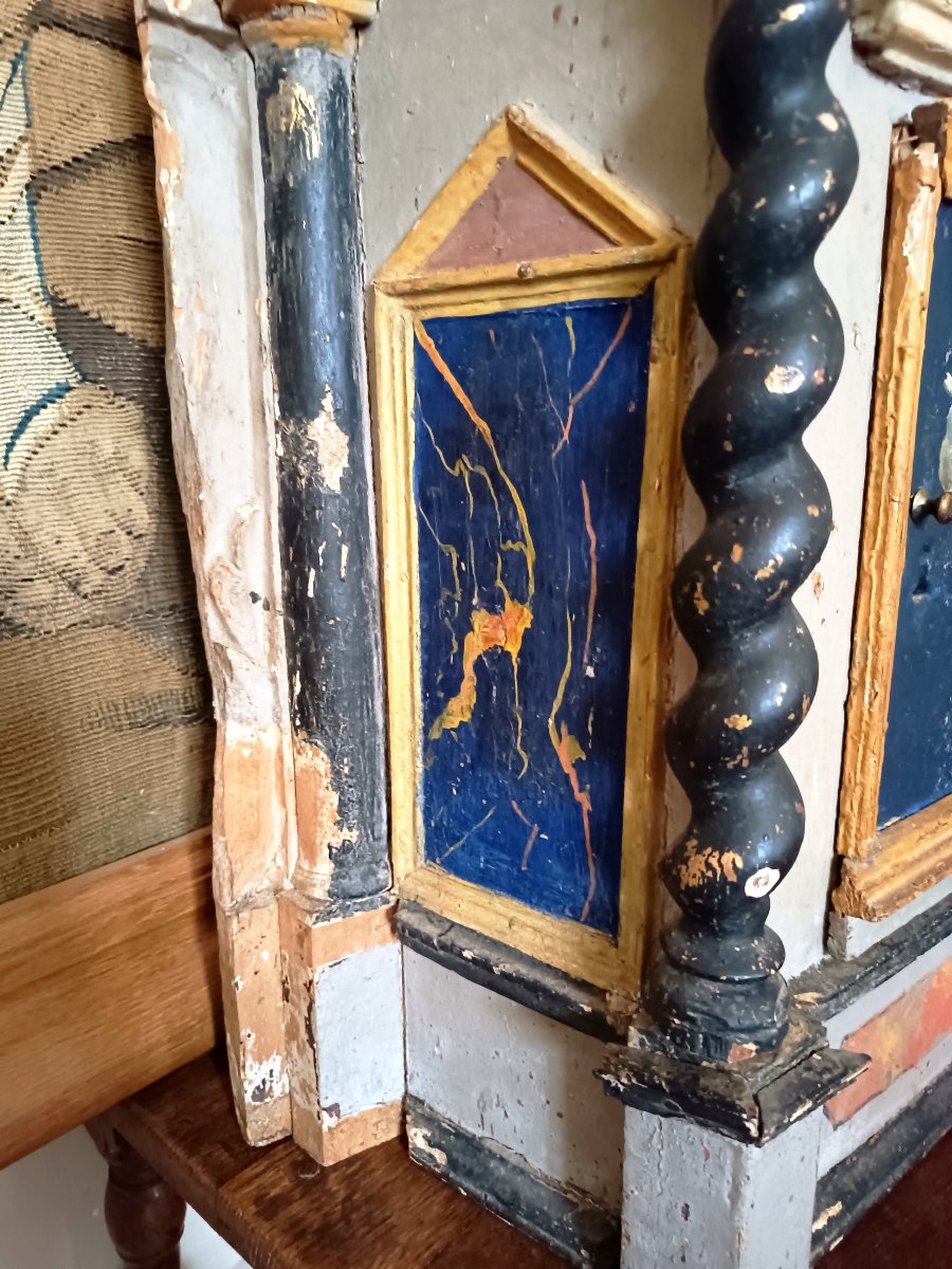 Tabernacle en bois polychrome, début du XVIIIEME siècle -photo-4