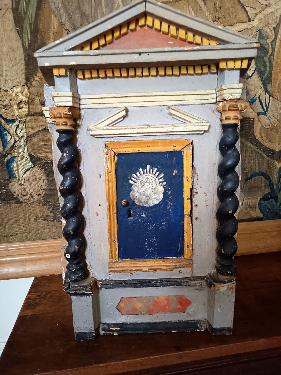 Tabernacle en bois polychrome, début du XVIIIEME siècle -photo-2