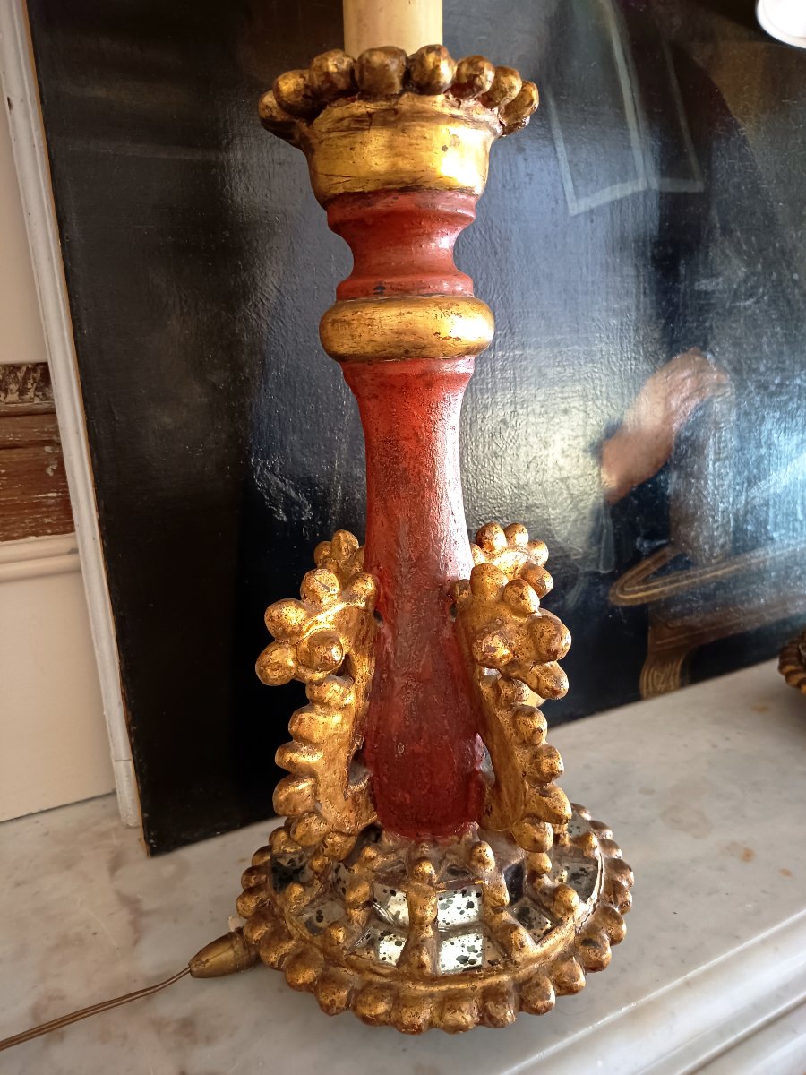 Paire de grandes lampes polychromes dans le goût du baroque Italien-photo-4