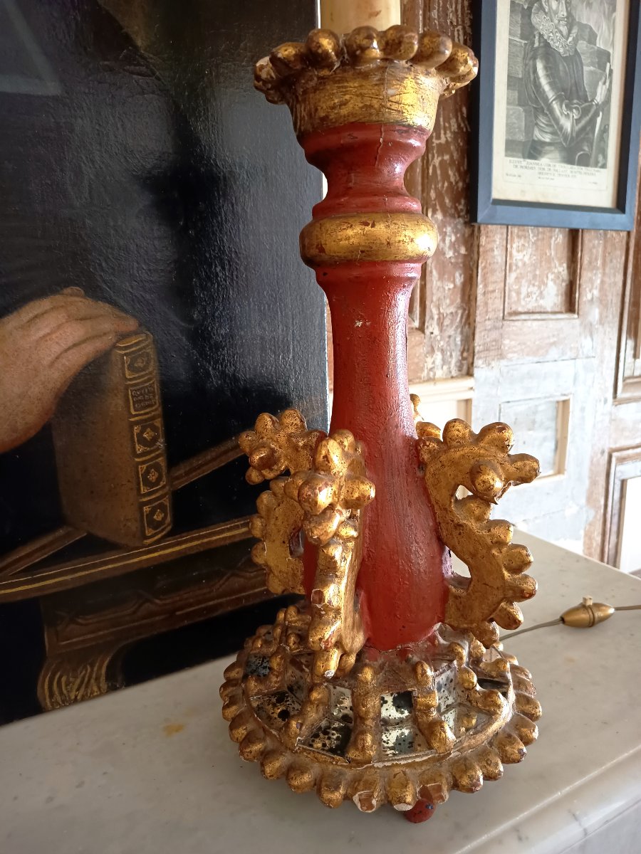 Paire de grandes lampes polychromes dans le goût du baroque Italien-photo-1