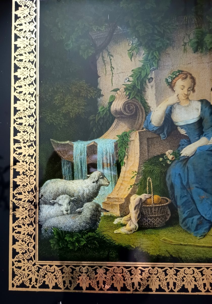 Paire de fixés sous verre époque Victorienne -photo-3