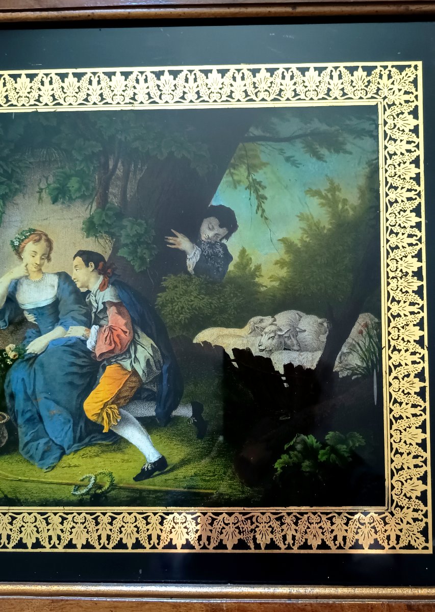Paire de fixés sous verre époque Victorienne -photo-4