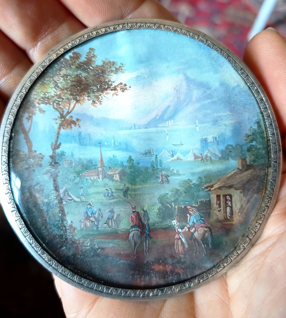 Miniature gouache sur vélin , campement militaire nord de l'Italie.-photo-4