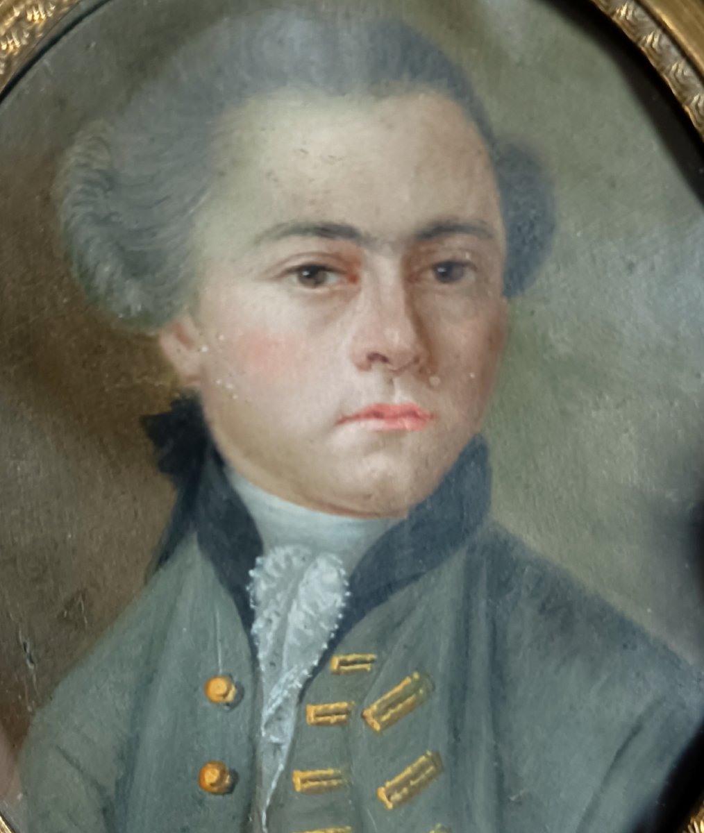Portrait miniature d'un aristocrate gouache sur vélin xviiième-photo-2