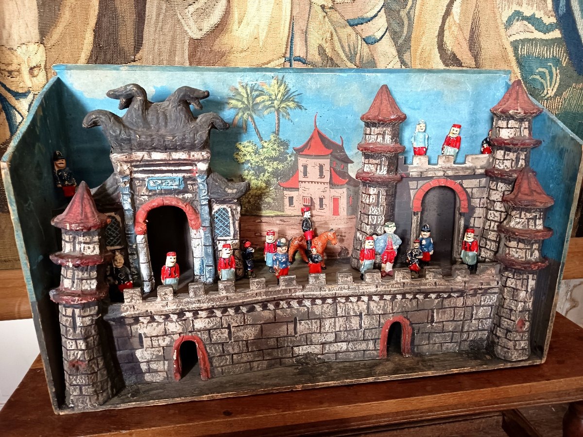 Rare Diorama Of A Castle Fortress By Bon Dufour -photo-2