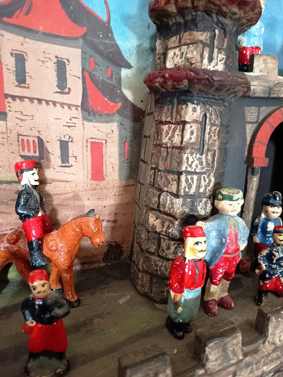 Rare Diorama Of A Castle Fortress By Bon Dufour -photo-4