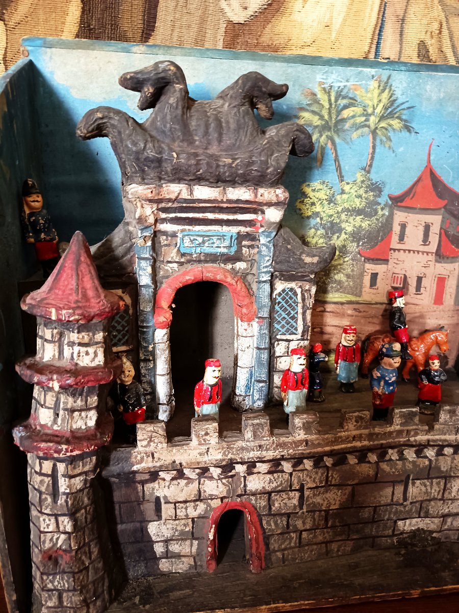 Rare Diorama Of A Castle Fortress By Bon Dufour -photo-1