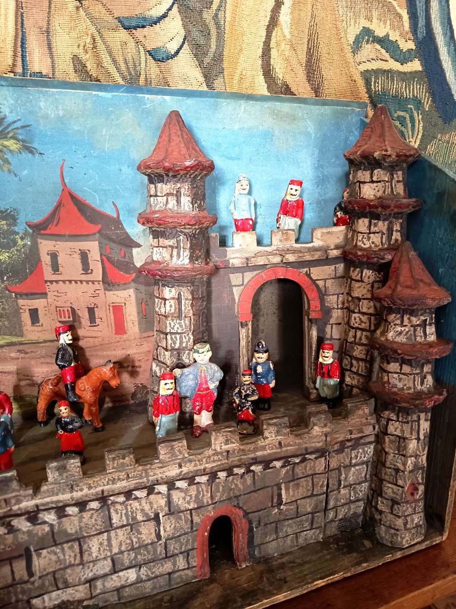 Rare Diorama Of A Castle Fortress By Bon Dufour -photo-3