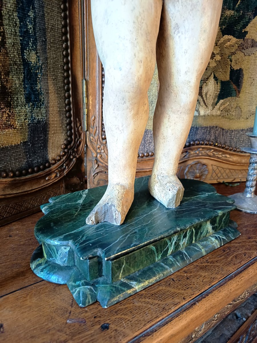 Enfant Jésus XVIIIEME, sculpture en bois sculpté et polychromé-photo-4