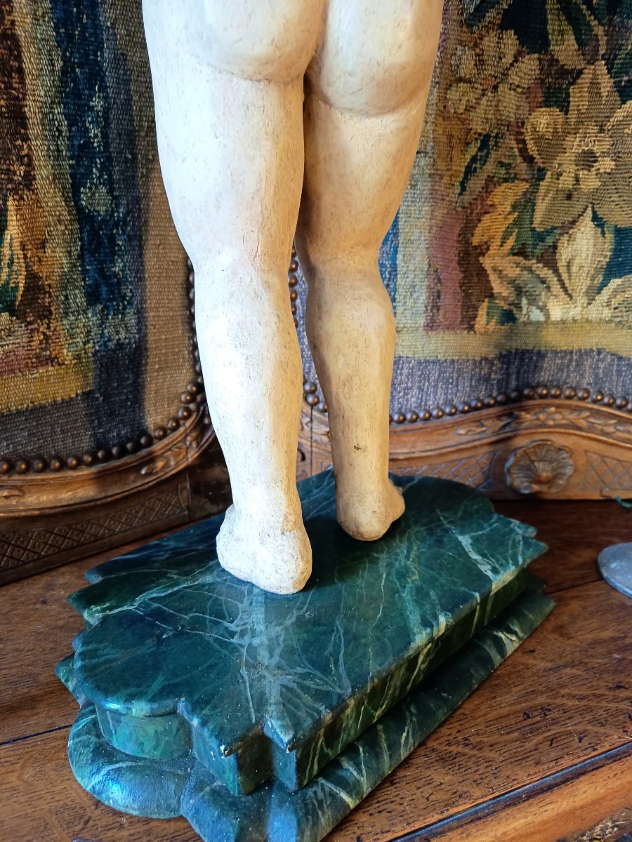 Enfant Jésus XVIIIEME, sculpture en bois sculpté et polychromé-photo-5