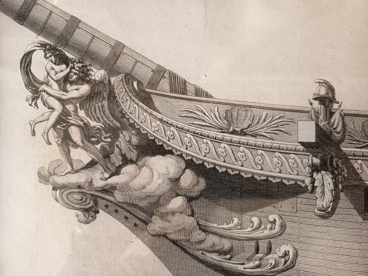 Proues de bateaux, paire de gravures xviiieme -photo-4