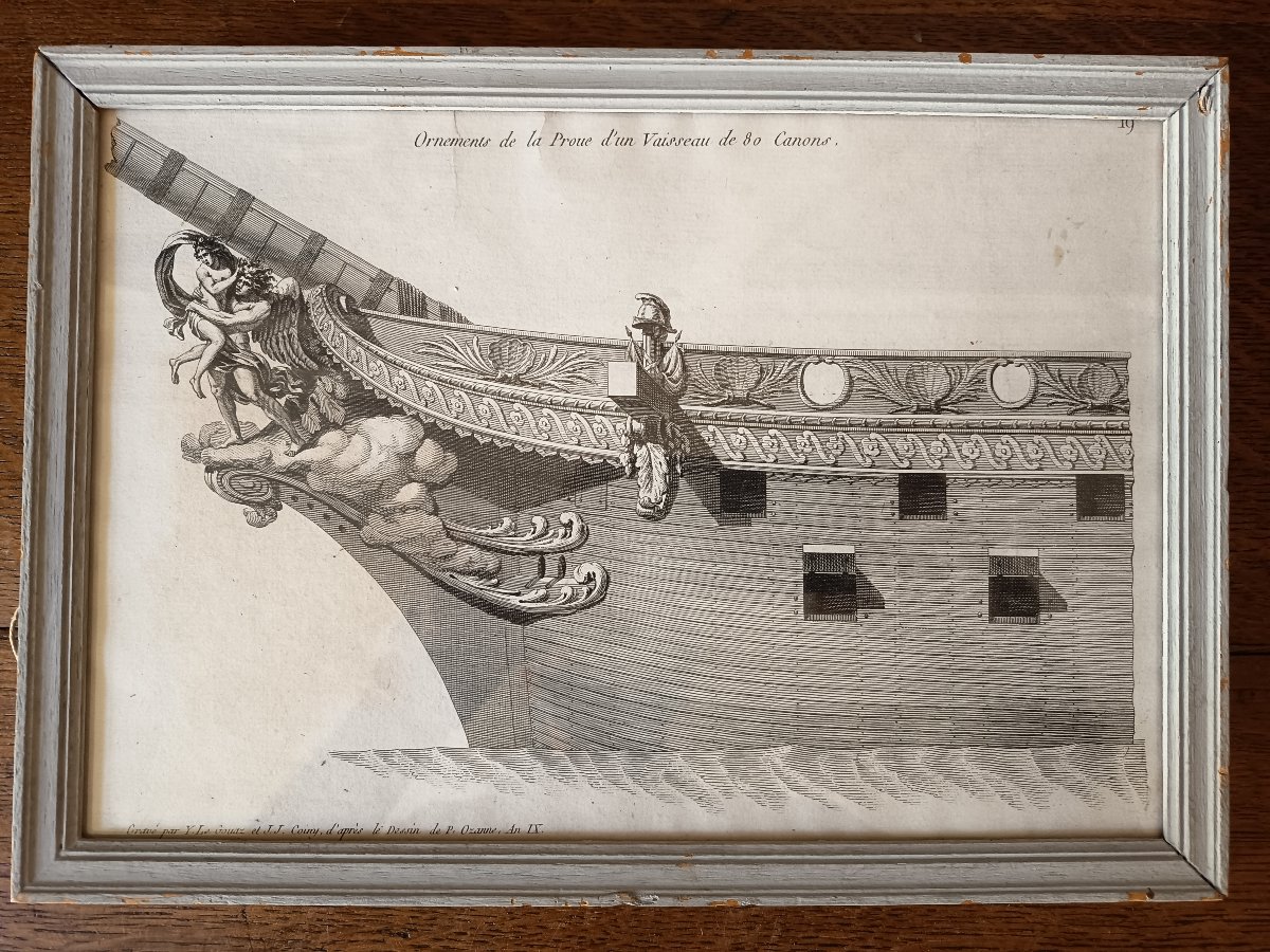 Proues de bateaux, paire de gravures xviiieme 