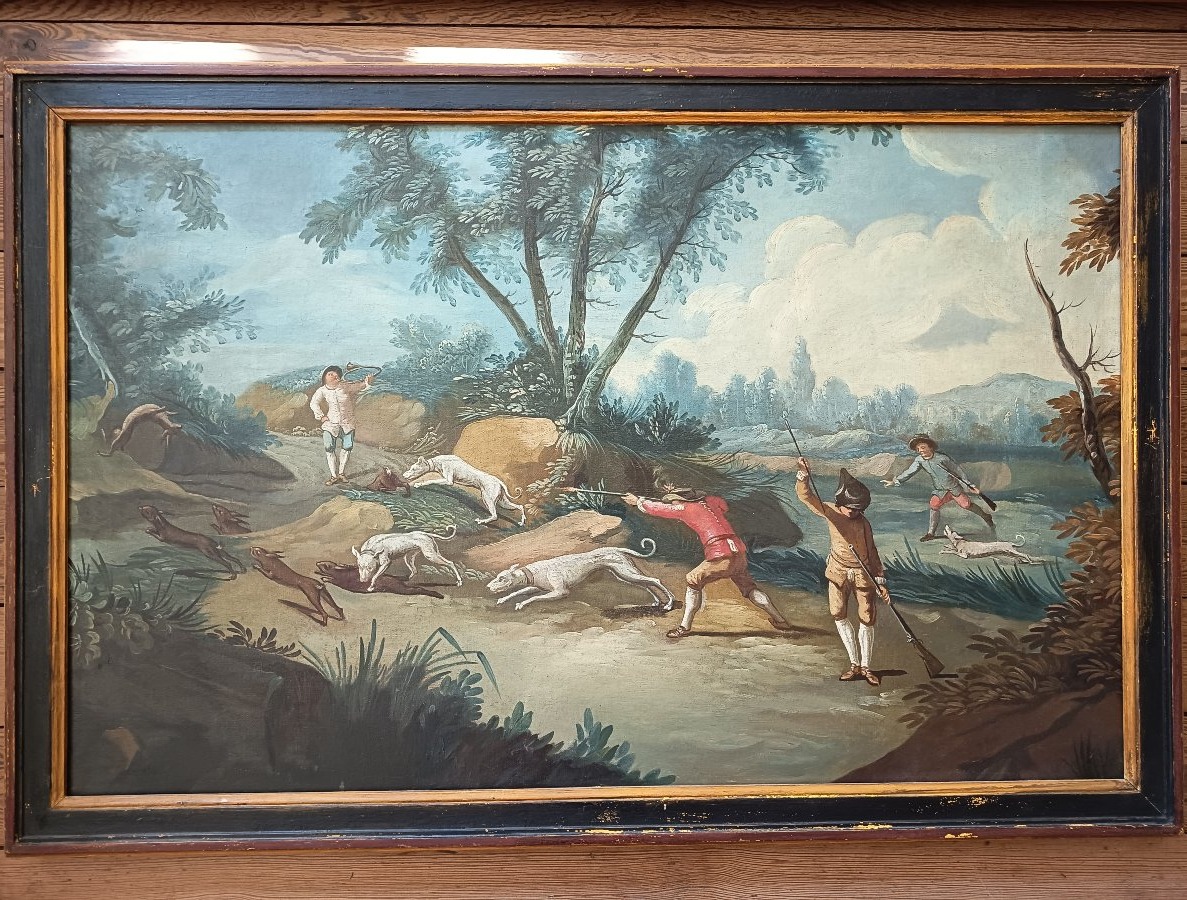 18th-century French School – Hare Hunt – Oil On Canvas 