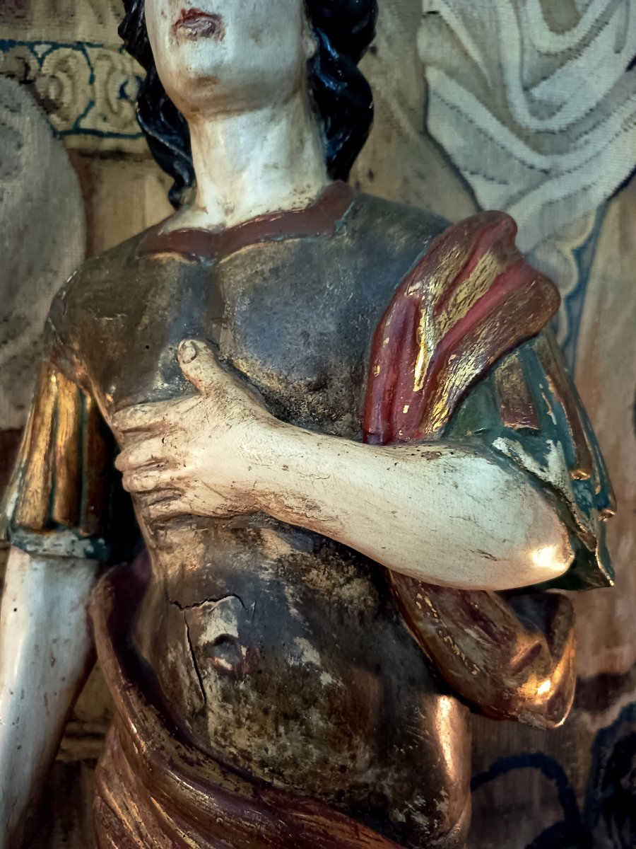 Large Polychrome Statue Of Saint Expeditus, 18th-century Neapolitan School-photo-3