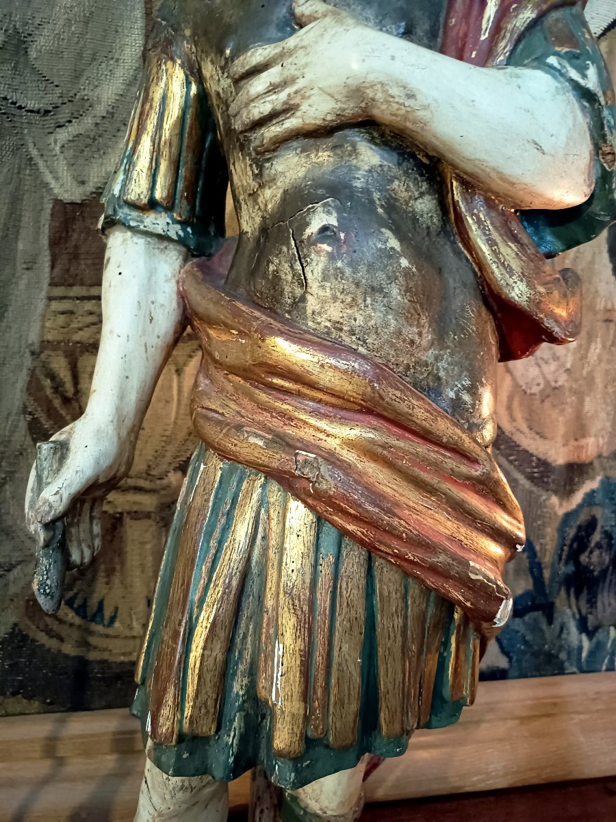 Large Polychrome Statue Of Saint Expeditus, 18th-century Neapolitan School-photo-4