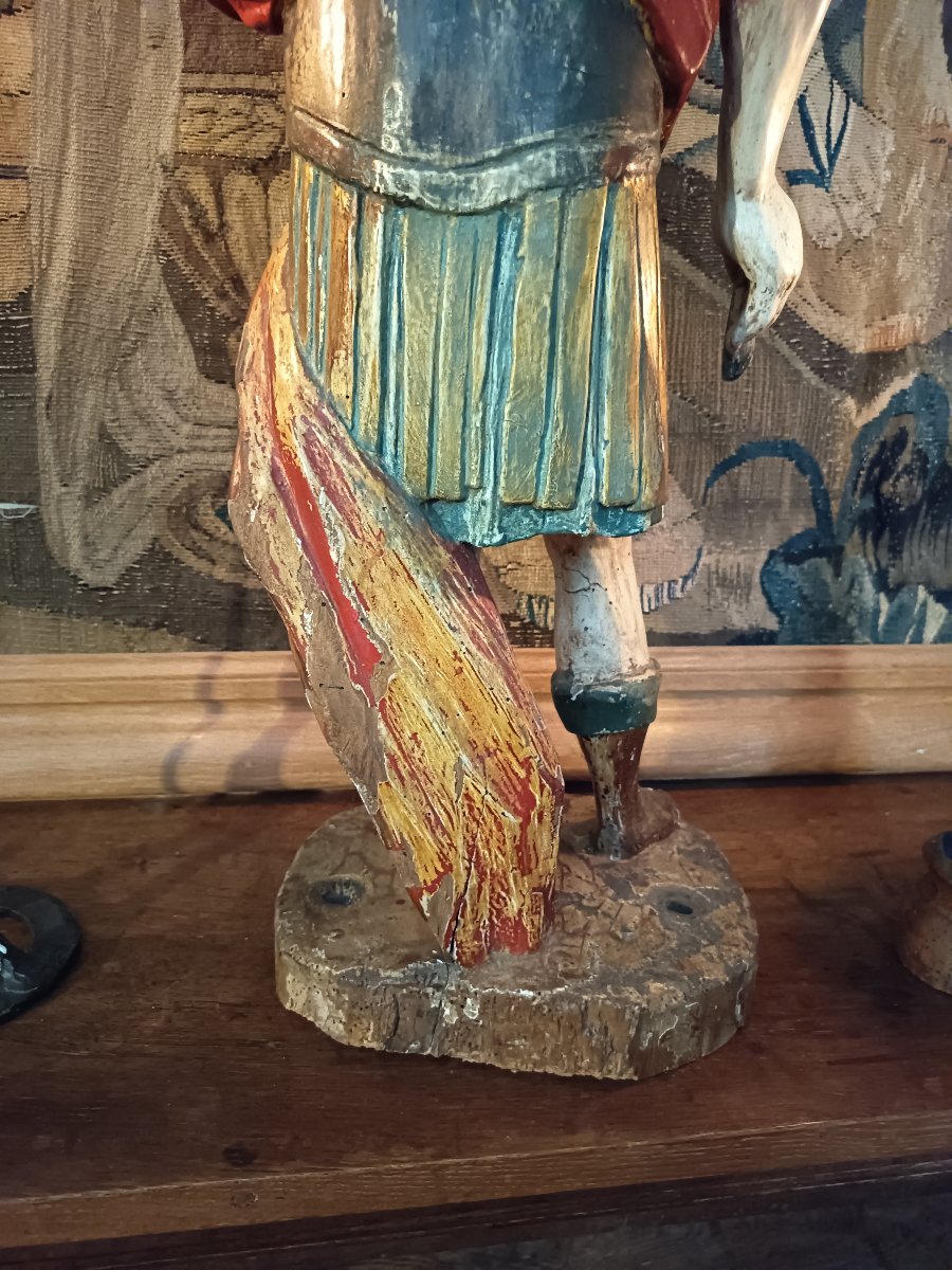 Large Polychrome Statue Of Saint Expeditus, 18th-century Neapolitan School-photo-4