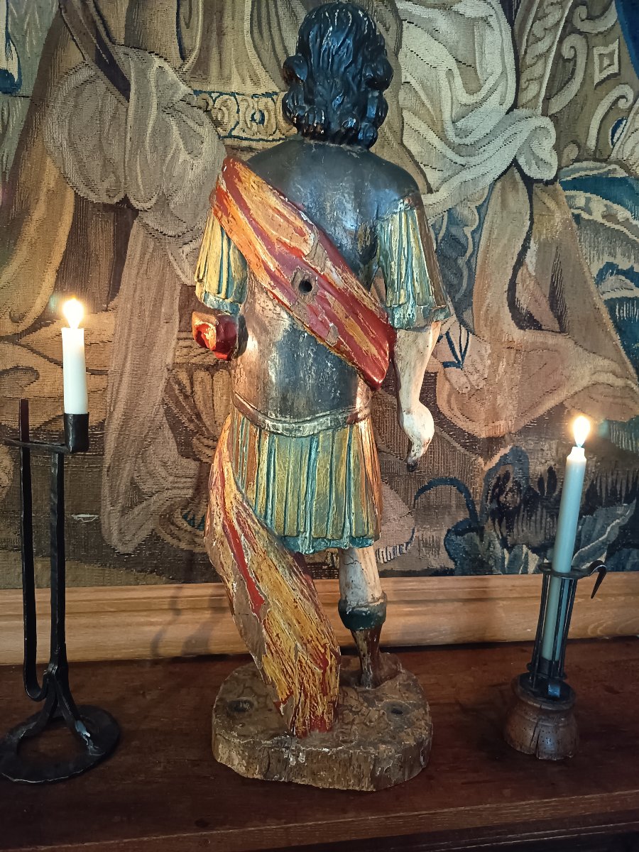 Large Polychrome Statue Of Saint Expeditus, 18th-century Neapolitan School-photo-5