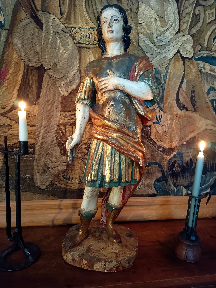 Large Polychrome Statue Of Saint Expeditus, 18th-century Neapolitan School