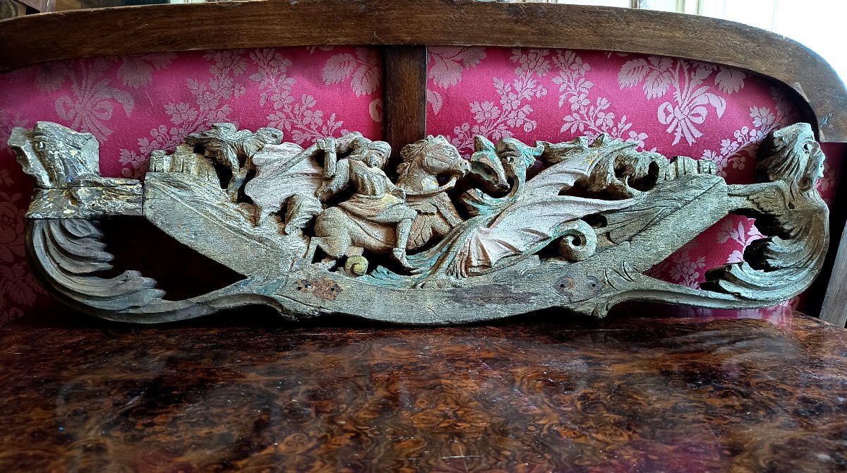 Saint George Slaying The Dragon, Fragment Of An 18th-century Sculpted Decoration -photo-2