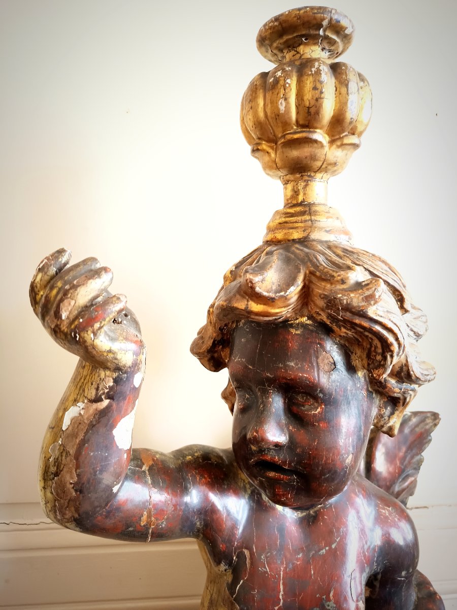 Putto On A Polychrome And Gilded Wooden Dolphin – Italy, Probably Liguria, 17th–18th Centuries-photo-2