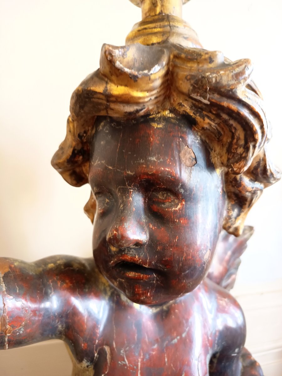 Putto On A Polychrome And Gilded Wooden Dolphin – Italy, Probably Liguria, 17th–18th Centuries-photo-3