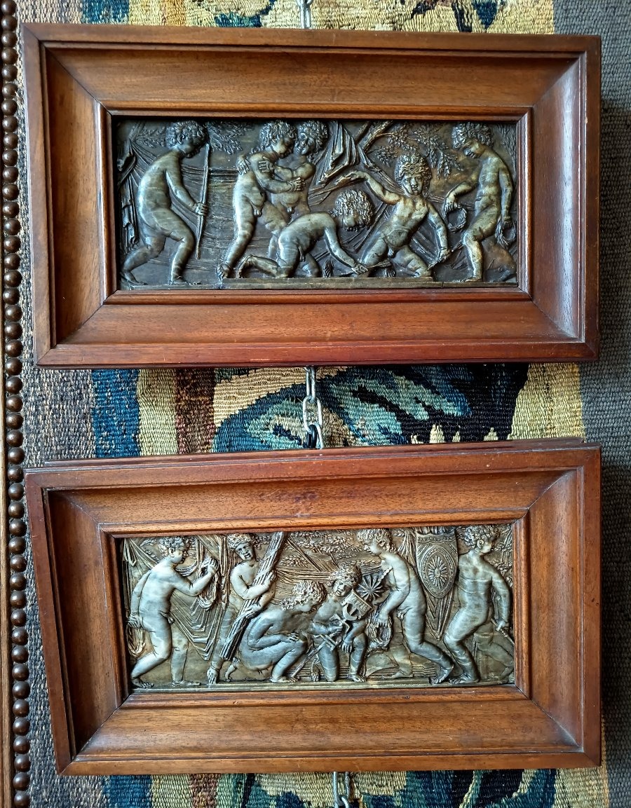 Pair Of Black Stone Bas-reliefs – Italy, Late 18th–early 19th Century