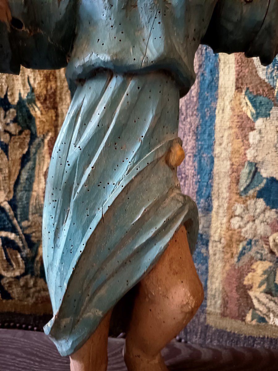 Announcing Angel With A Trumpet – Brittany, Late 17th / Early 18th Century-photo-4