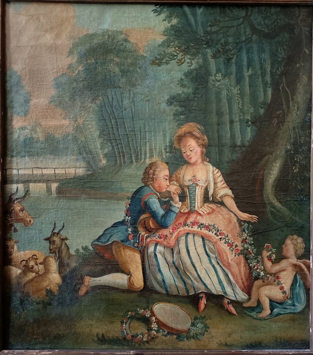 Charming Pastoral Scene Depicting Cupid – Louis XVI Period, Circa 1770–1780