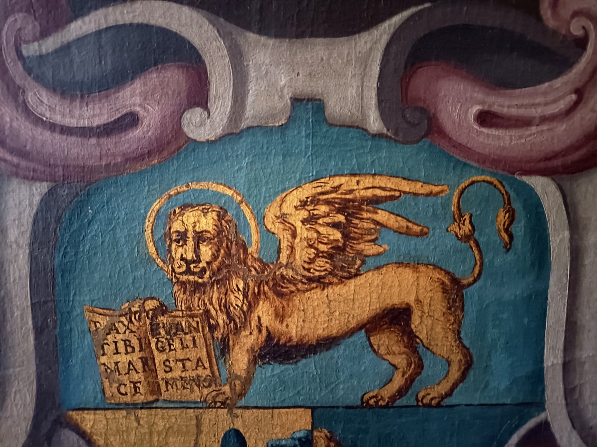 Grande huile sur toile aux armes de Venise , école Vénitienne fin XVIIIe/début XIXe siècle -photo-3