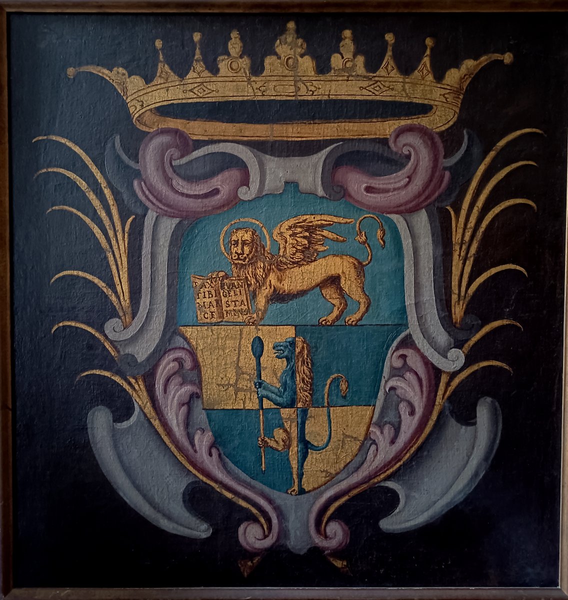Grande huile sur toile aux armes de Venise , école Vénitienne fin XVIIIe/début XIXe siècle 