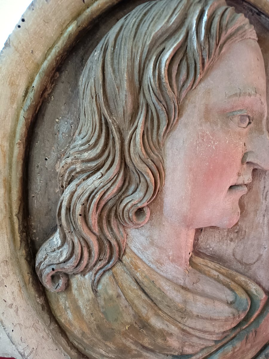 Panneau sculpté en bas-relief, profil à l'antique — Italie, début du XVIIe siècle-photo-4