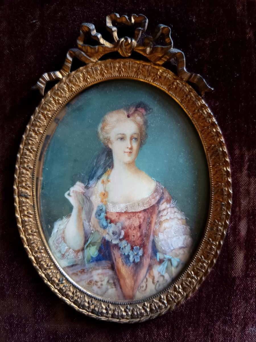 Miniature sur ivoire, portrait de Madame Sophie, fille de Louis XV, signée L. Masson — fin XIXe-photo-2
