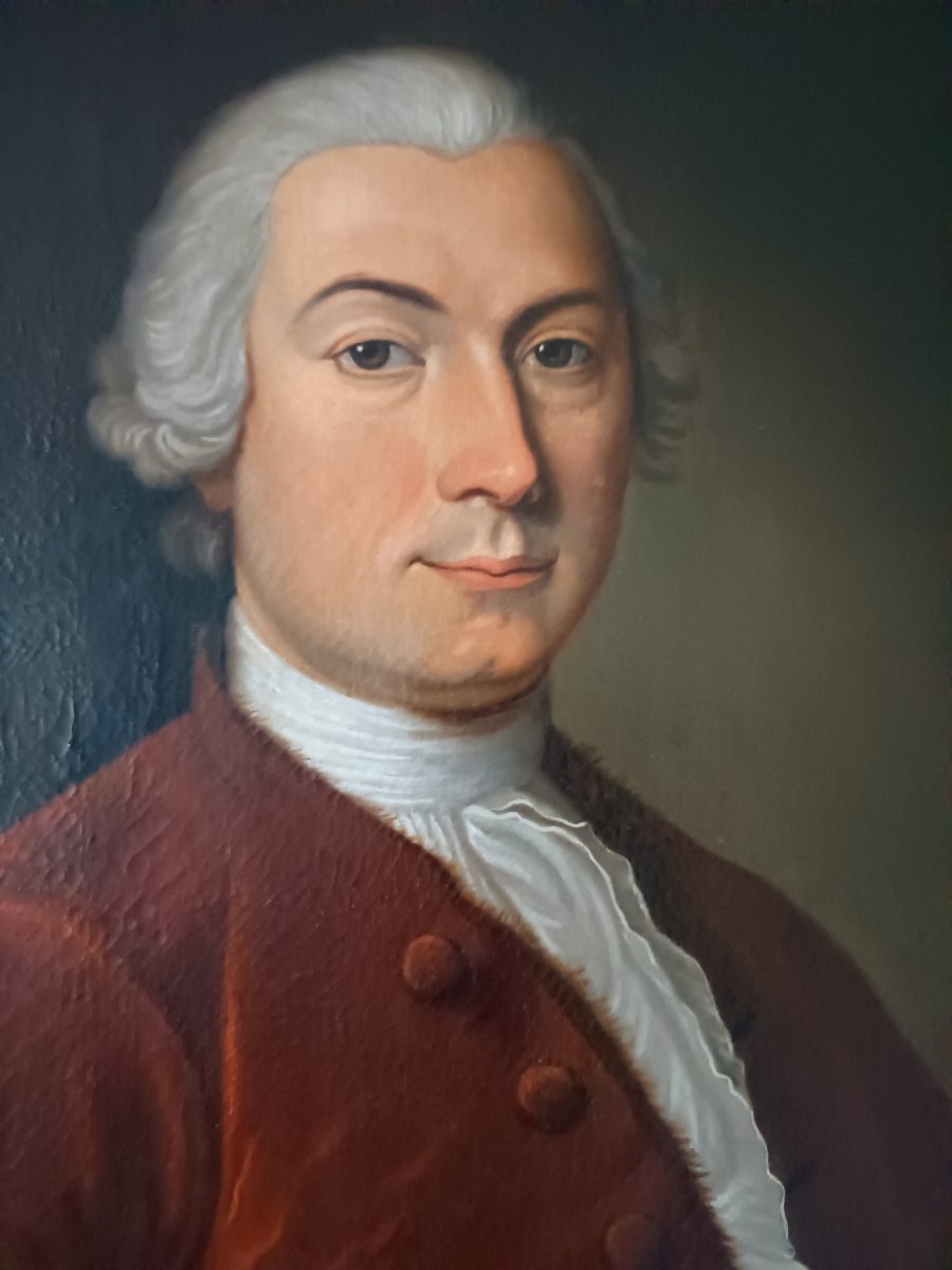  Paire de portraits en pendant "d'alliance" - École Française d'époque Louis XV, vers 1740-photo-4