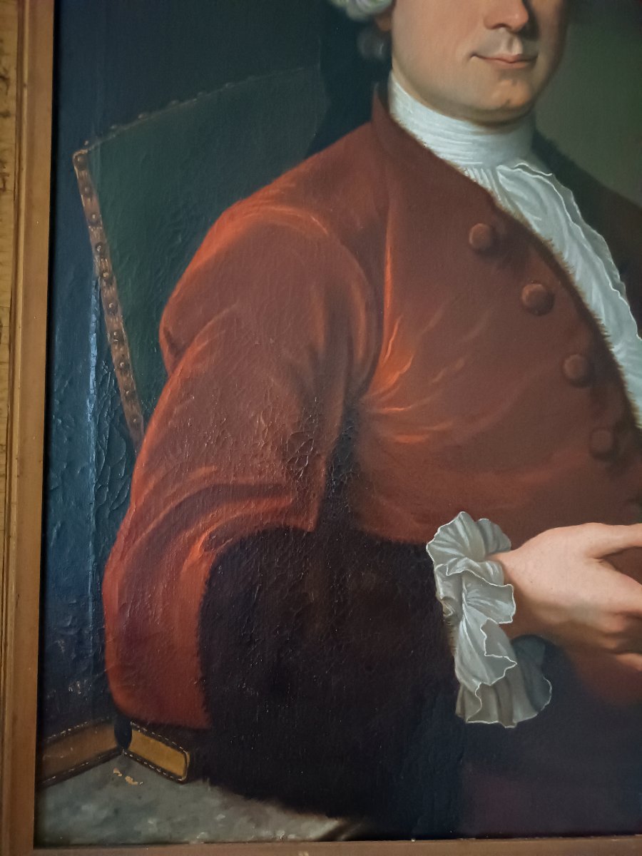  Paire de portraits en pendant "d'alliance" - École Française d'époque Louis XV, vers 1740-photo-1