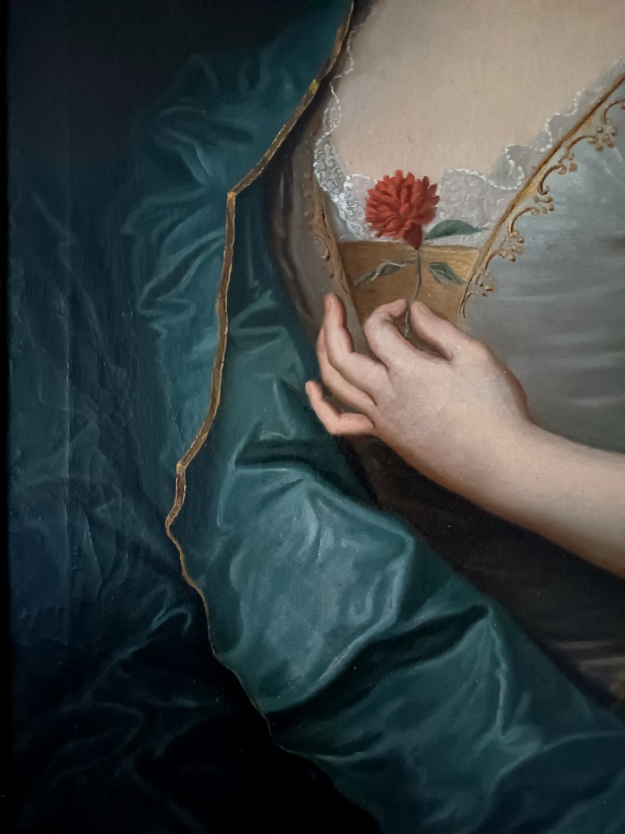  Paire de portraits en pendant "d'alliance" - École Française d'époque Louis XV, vers 1740-photo-4