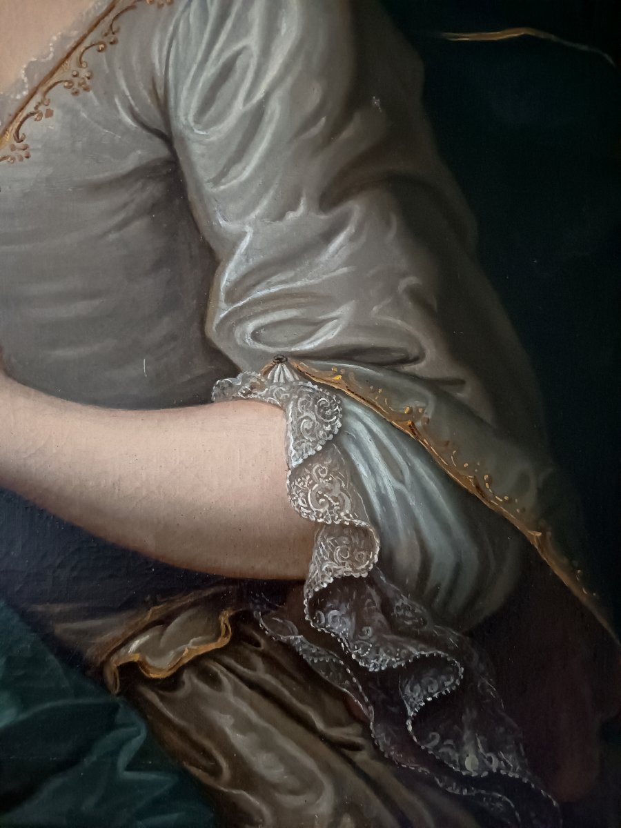  Paire de portraits en pendant "d'alliance" - École Française d'époque Louis XV, vers 1740-photo-5