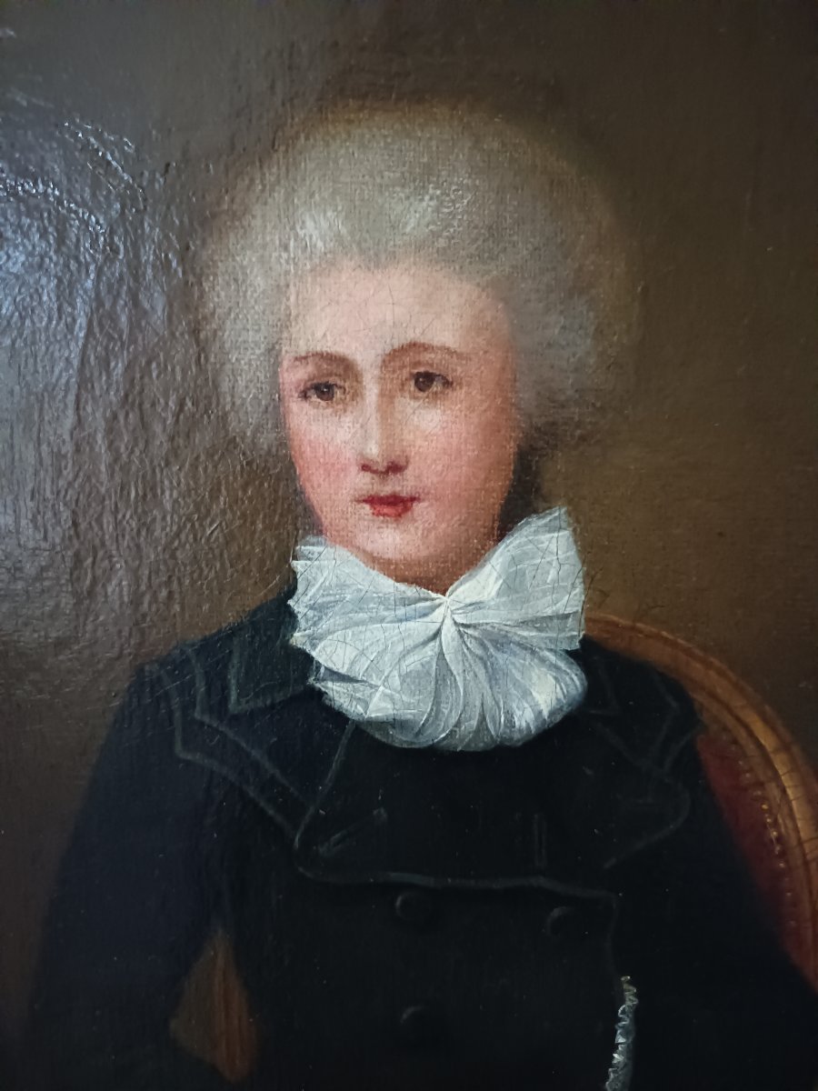 Portrait de femme en habit d'amazone, huile sur toile – École française vers  1780-1795-photo-3
