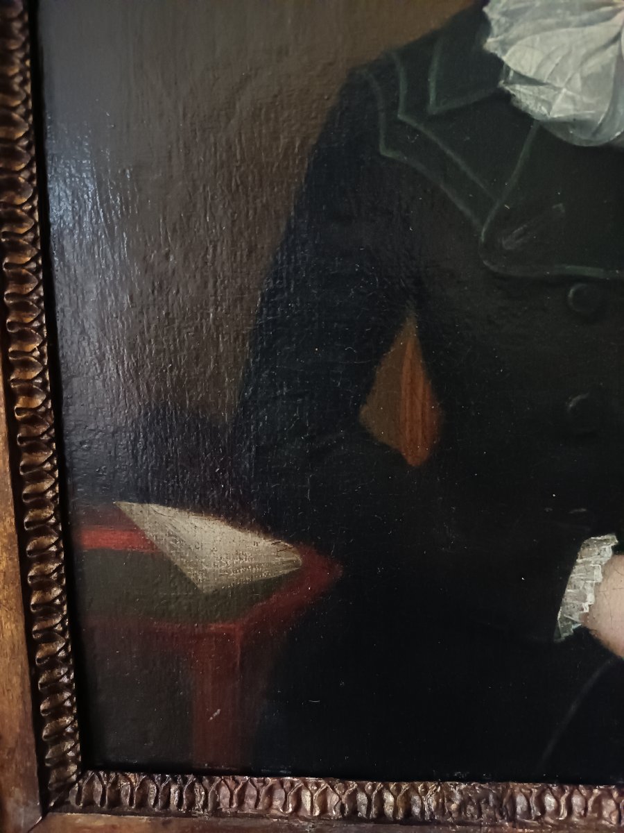 Portrait de femme en habit d'amazone, huile sur toile – École française vers  1780-1795-photo-1