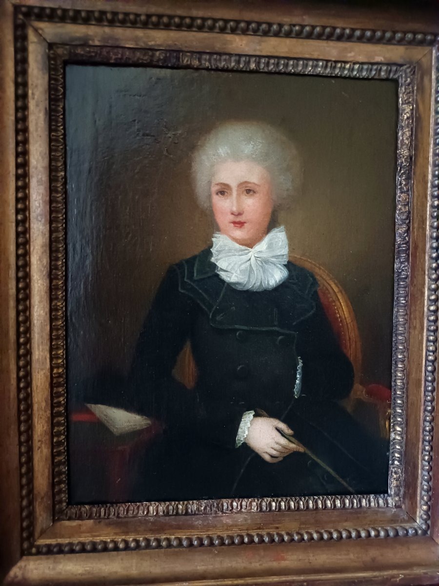 Portrait de femme en habit d'amazone, huile sur toile – École française vers  1780-1795