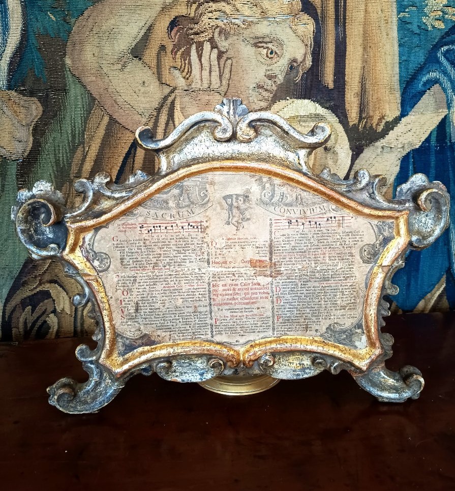 Rococo Cantagloria With Its Period Engraved Leaf, Gilded And Silvered Wood, Italy, 18th Century -photo-2