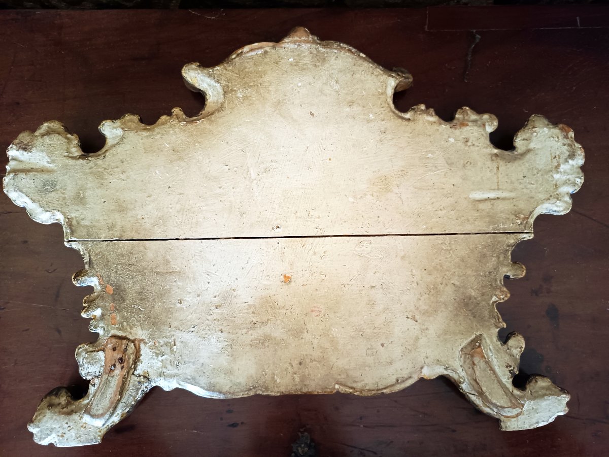 Rococo Cantagloria With Its Period Engraved Leaf, Gilded And Silvered Wood, Italy, 18th Century -photo-6