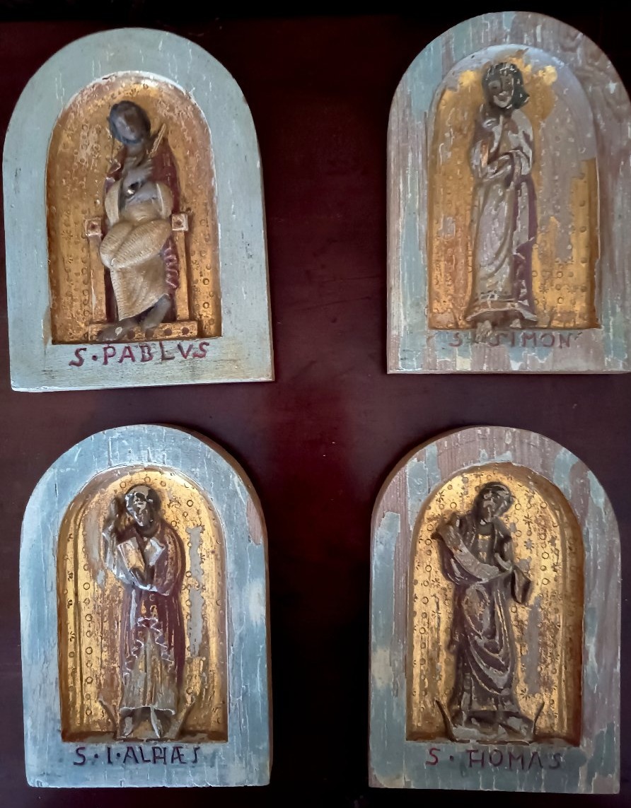 A Set Of Twelve Reliefs Of The Apostles, Carved From Wood, Polychromed, And Gilded, Late 19th–early 20th Century -photo-1