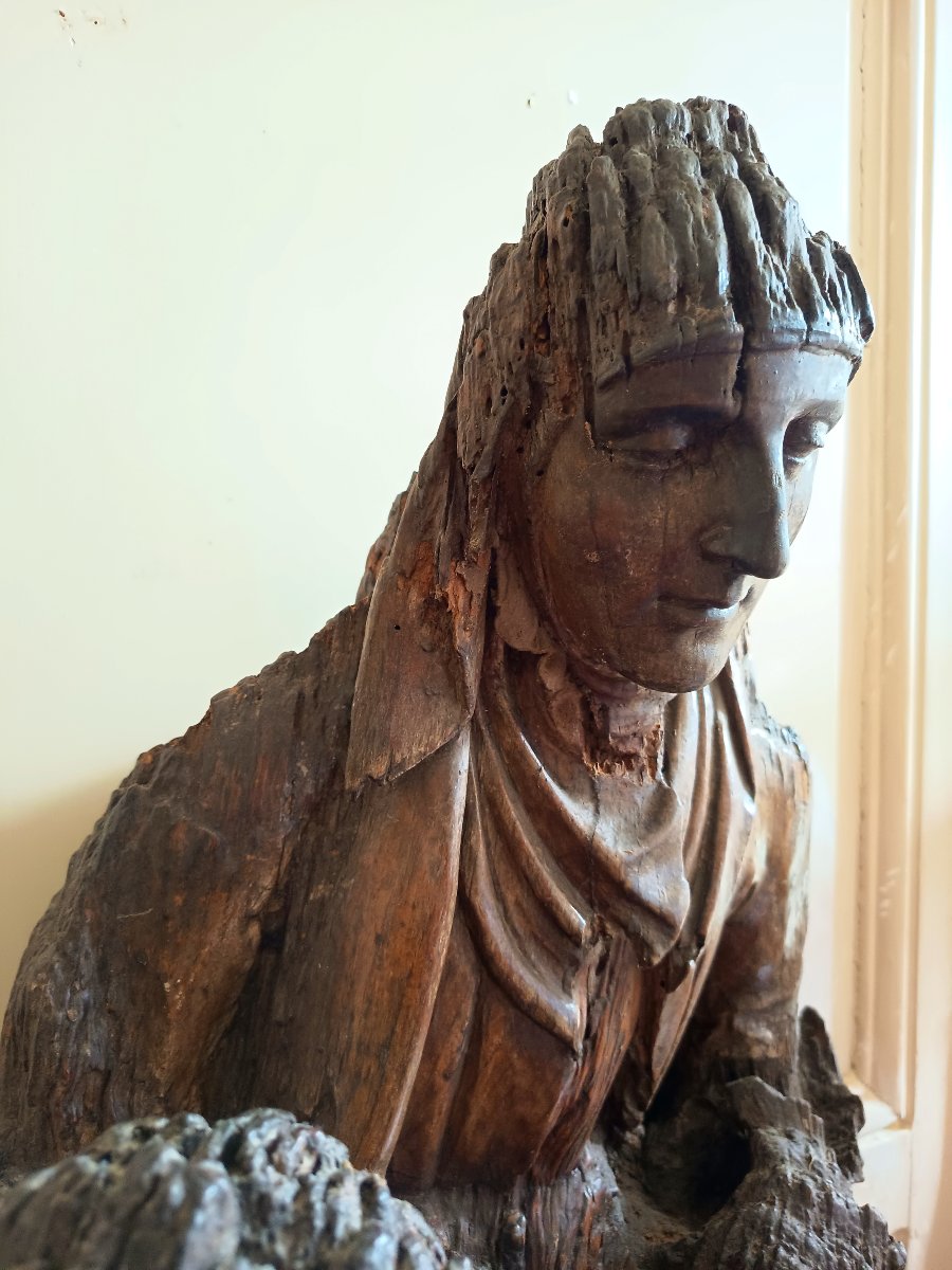Sainte Anne et la Vierge enfant, groupe en chêne sculpté, Nord de l'Europe xvième siècle -photo-2