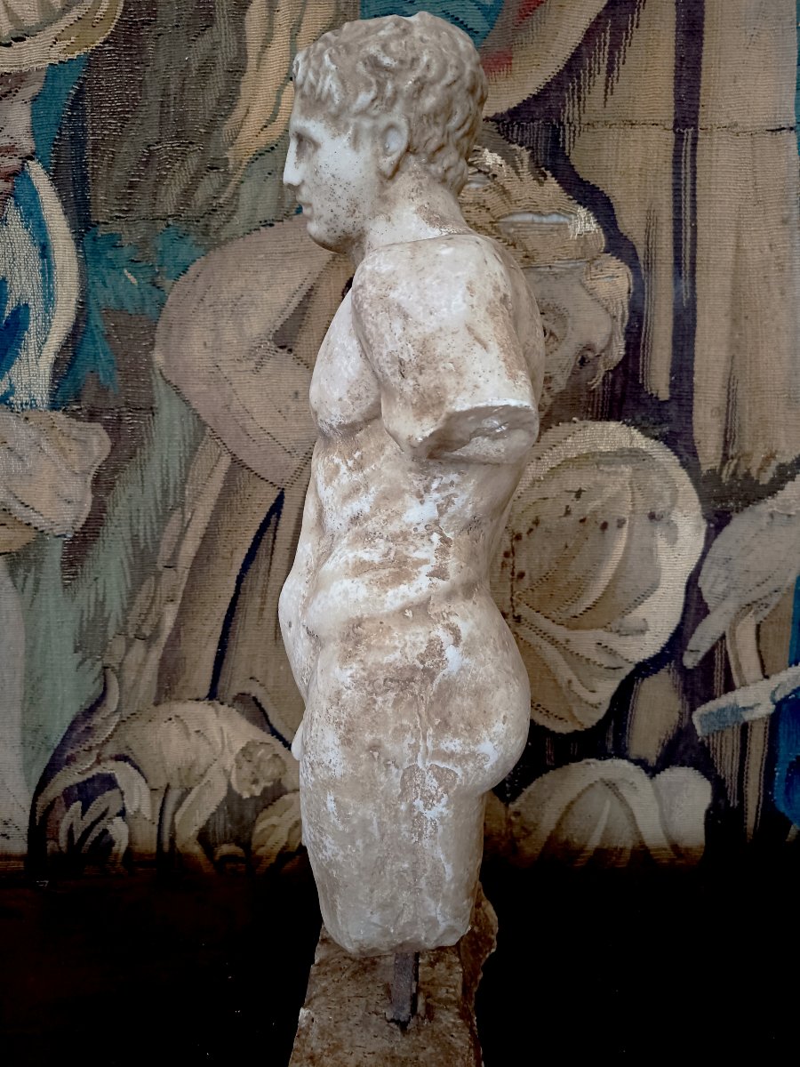 Torse d'athlète d'après l'antique, poudre de marbre reconstituée, Italie, vers 1930-photo-3