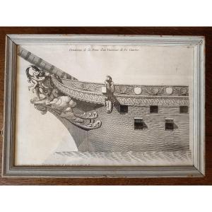 Ship Prows, Pair Of 18th-century Engravings 