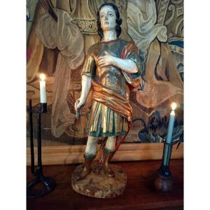 Large Polychrome Statue Of Saint Expeditus, 18th-century Neapolitan School