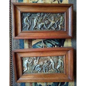 Pair Of Black Stone Bas-reliefs – Italy, Late 18th–early 19th Century